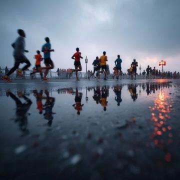 清晨去跑步，天下起了雨