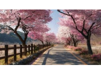 春風吹拂，杏花爛漫綻放