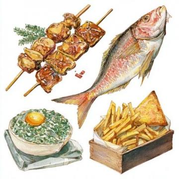 手賬黨的寶藏素材!line風(fēng)美食插畫,超美的哦~