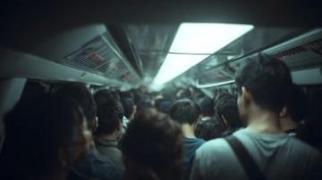 早高峰杭海城鐵上，小王邊吃海寧肉粽邊查杭州地鐵時刻表