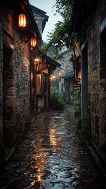 夜幕降臨雨后的二道白河鎮,游客們再次出門去逛了