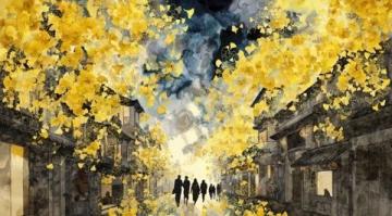 鄭家大院銀杏葉變金黃